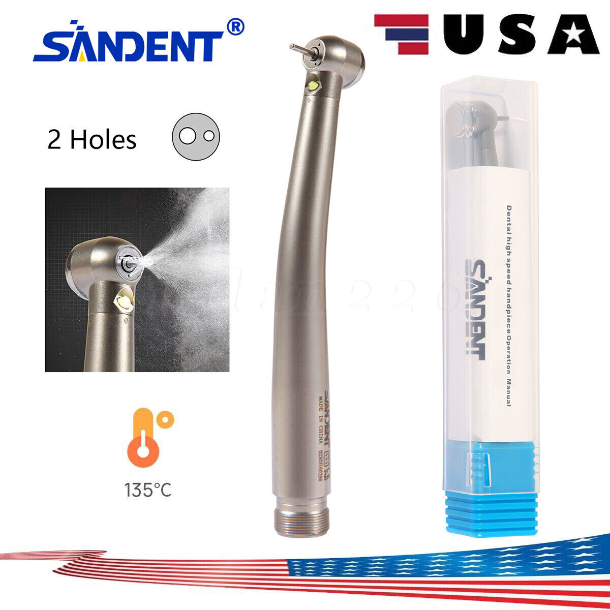 NSK Style Dental Fiber Optic LED High Speed Handpiece Turbina Turbine 2-Hole B2