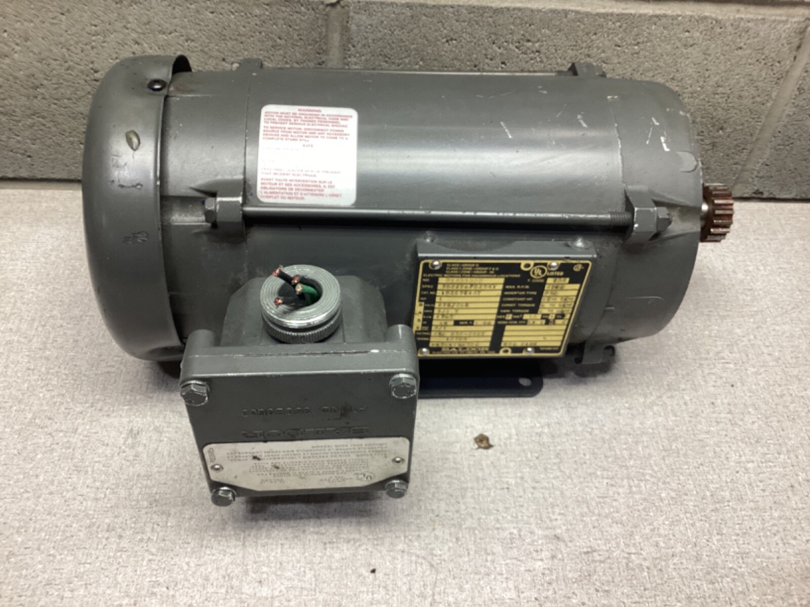 Baldor 1DXM7014T, 1 HP, 3ph, 1765 RPM Explosion Proof Motor #100H69FML