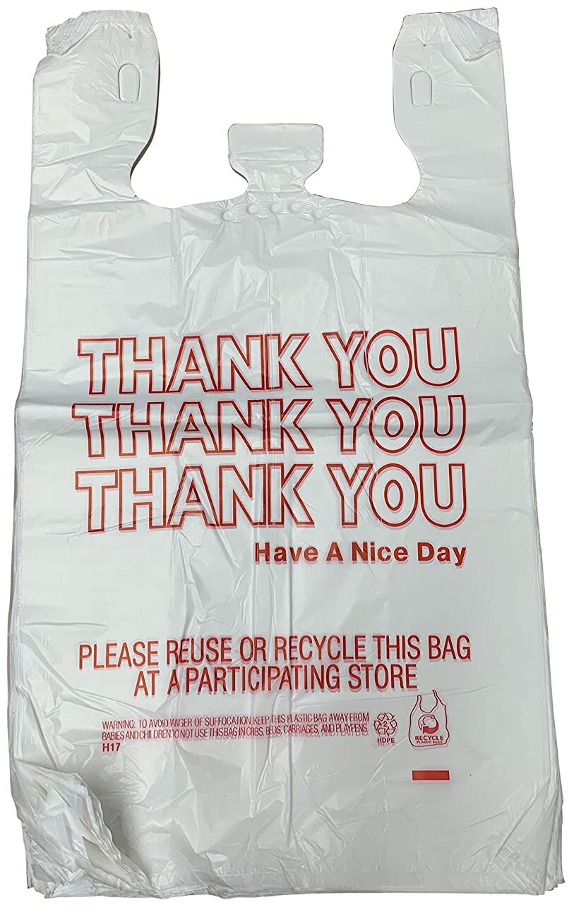 THANK YOU T-Shirt Bags 11.5″ x 6.5″ x 21″ White Plastic Shopping bag 50 – 1000