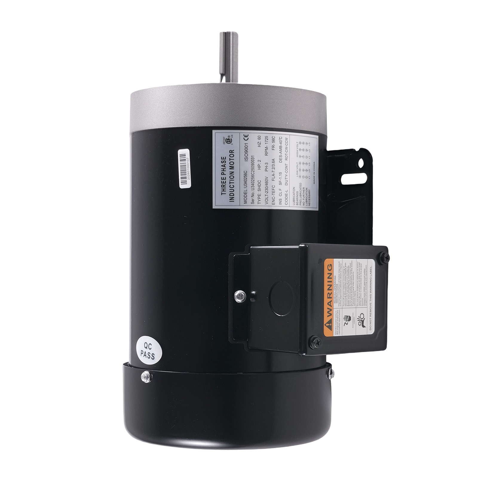 2 HP 3 Phase Electric Motor 56C Frame 1800 RPM TEFC 230 / 460 Volt AC Motor