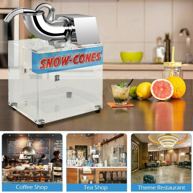 Electric Cone Ice Shaver Machine Snow Crush Stainless Steel Dual Blade Smoothie