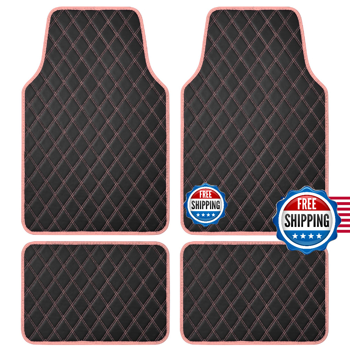 Carbella Diamondluxe Faux Leather Floor Mats Universally Sized Diamond Stitched