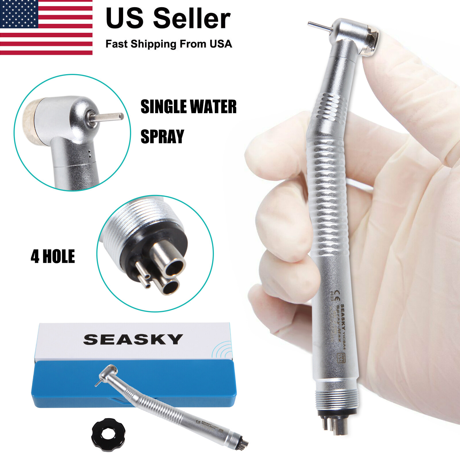 Dental No-LED / LED E-generator High Speed Handpiece Push 2Holes 4Holes Turbine