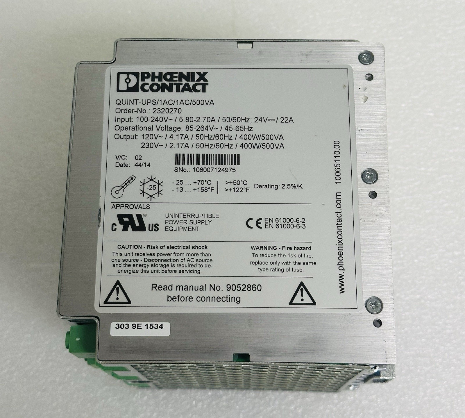 Phoenix Contact QUINT-UPS/ 1AC/ 1AC/500VA – Uninterruptible Power Supply 2320270