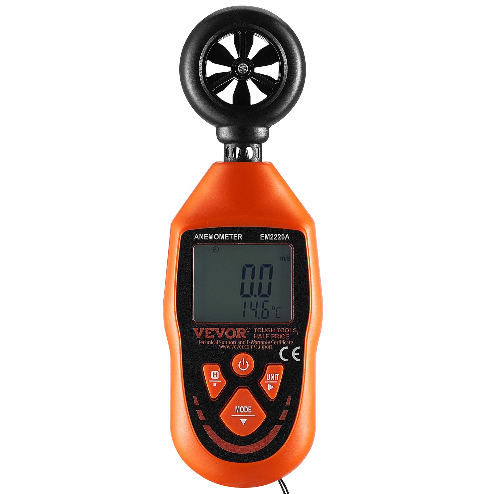 VEVOR Handheld Anemometer Digital Wind Speed Meter Gauge 14℉-113℉with LED Screen