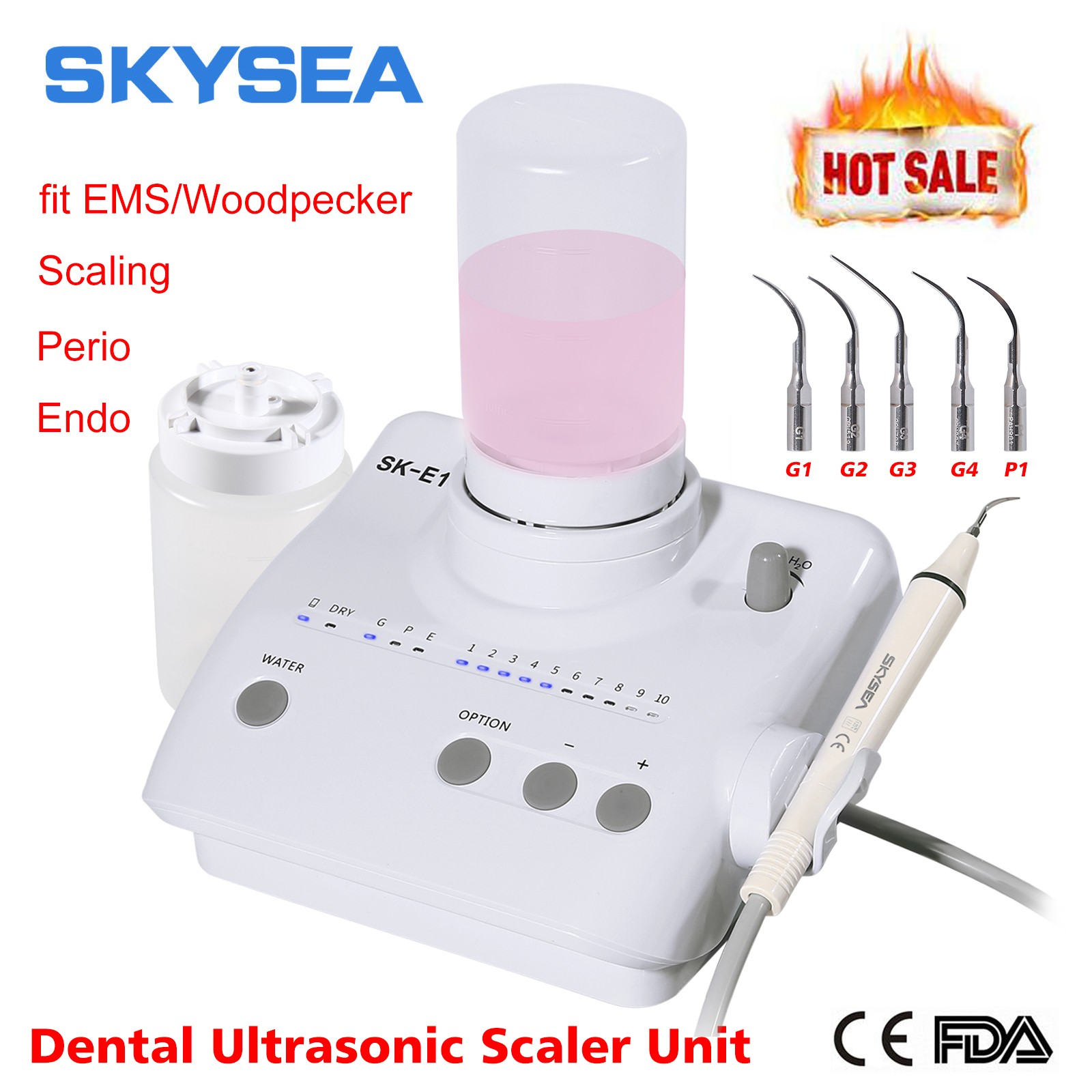 SKYSEA Dental Scaler Handpiece Bottle / Foot Pedal/ Hose Tube Fit EMS Woodpecker