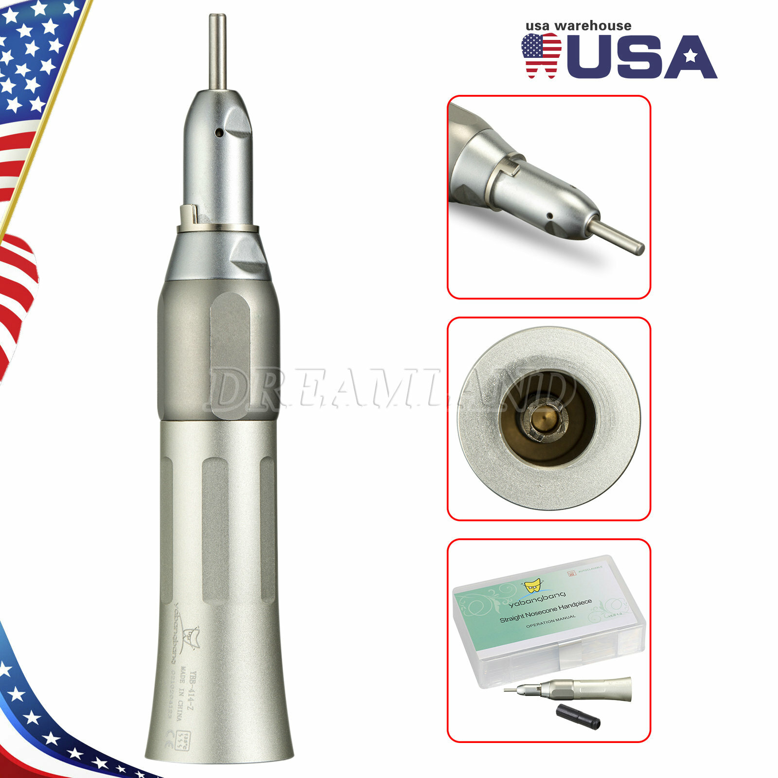 USA Dental Straight Nose Cone/ Contra Angle Slow Low Speed Handpiece 1:1 X-O