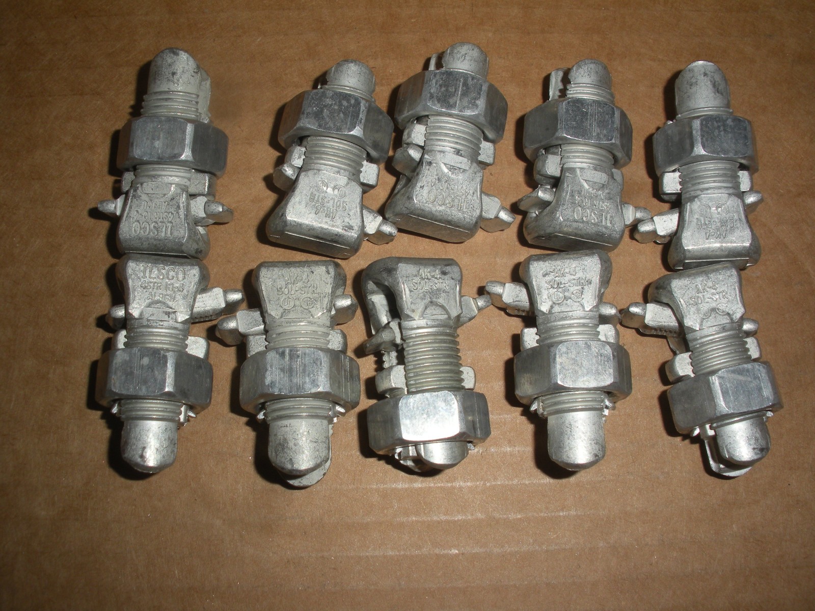 Ilsco AK4 aluminum split bolt connector 4/4 lot of 10pcs CU/AL 8 lots available