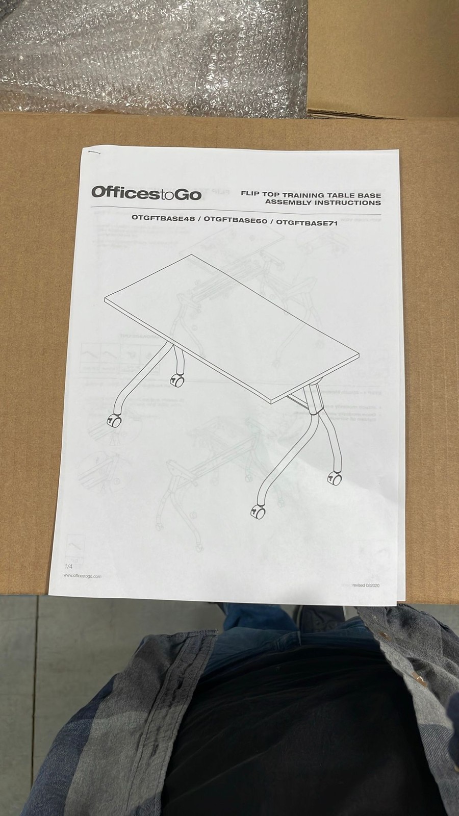OfficesToGo HAT01 TGFTBASE71 71″ Flip Top Training Table Base Black Unit