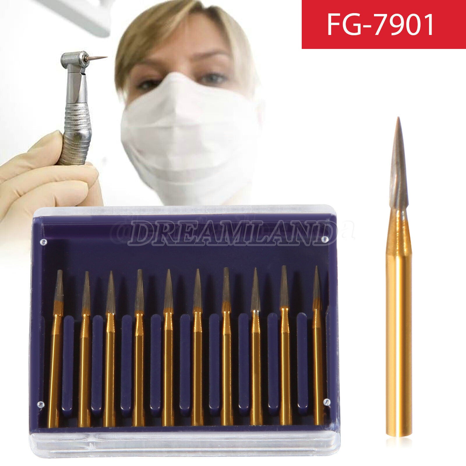Dental Trimming / Finishing Drills Tungsten CARBIDE Burs Flame Shape FG7901