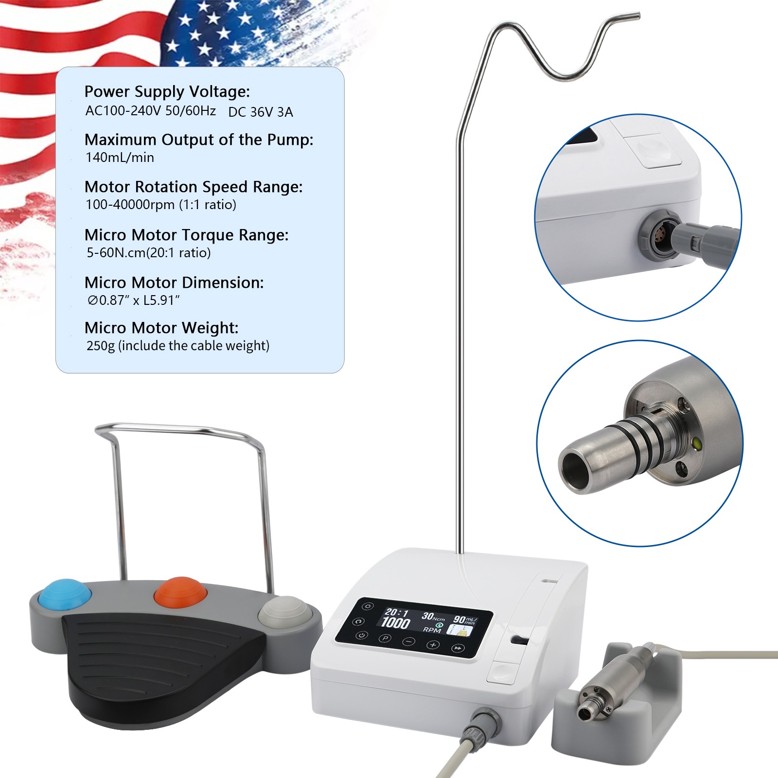 Mini Dental Implant System Motor Surgical Brushless +20:1 Contra Angle Handpiece