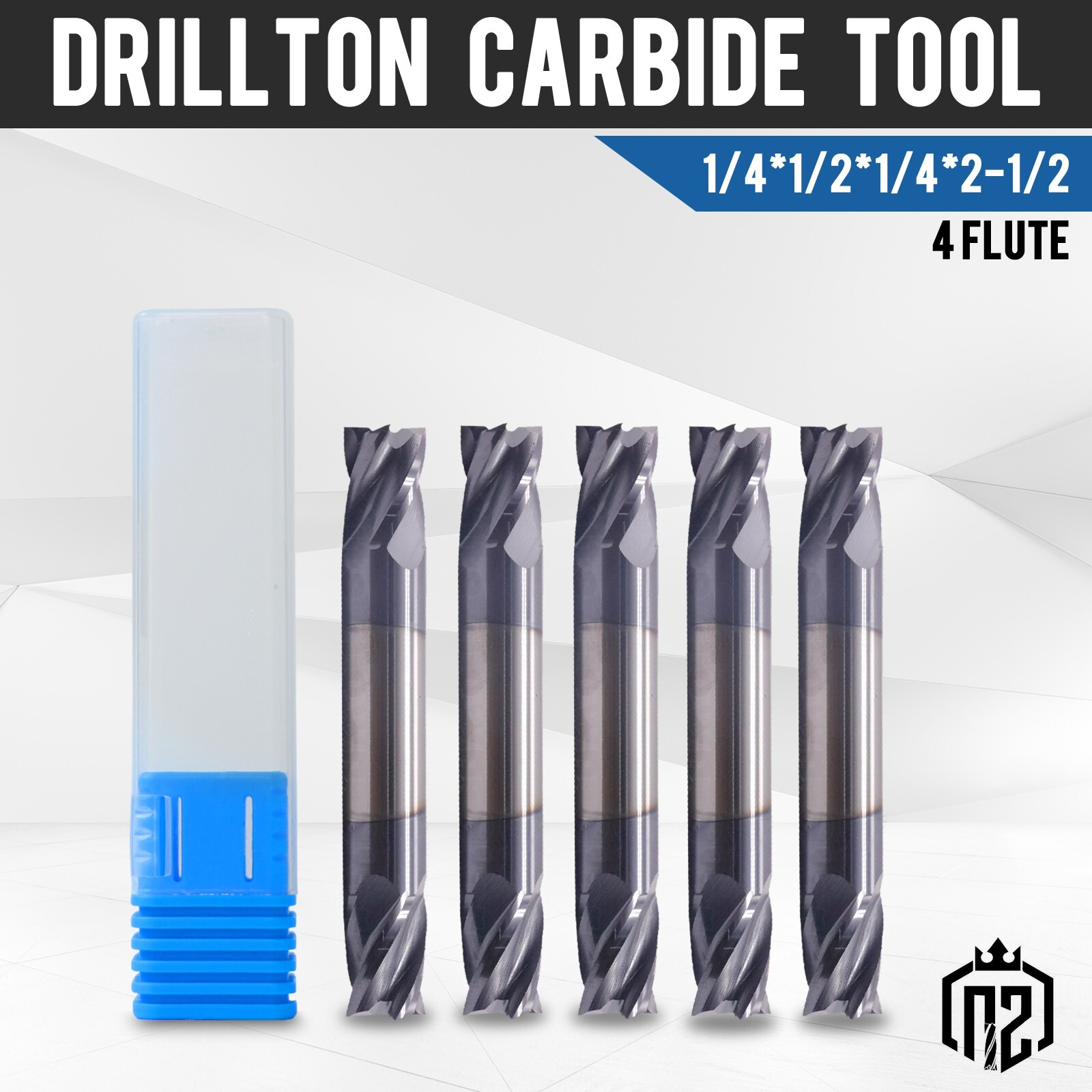 4 Flute 1/4″x 1/2″ x 2-1/2″ Solid Carbide End Mill – Double End – AlTiN Coated