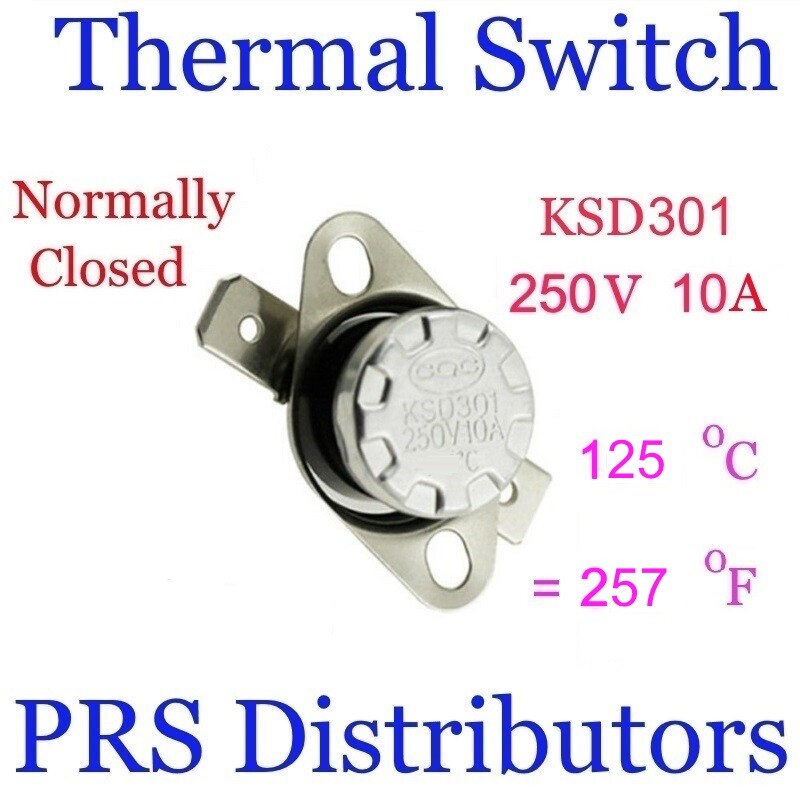 KSD301 10A 250V 125°C 257°F Thermostat Temperature Switch Thermal control Switch