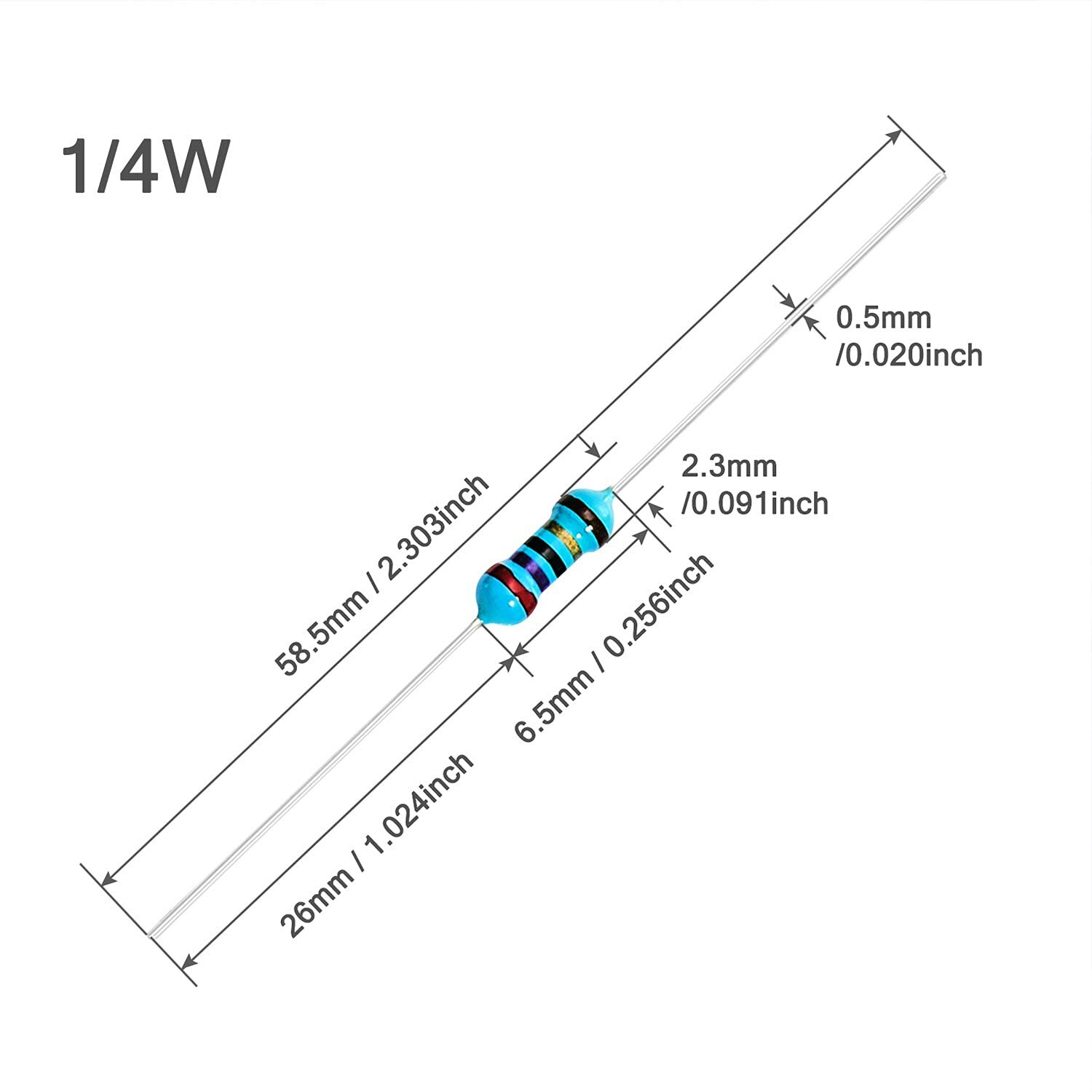 100 PCS 1/4w(0.25 watt) 1% metal film resistors Over200 Various Value YOU CHOOSE