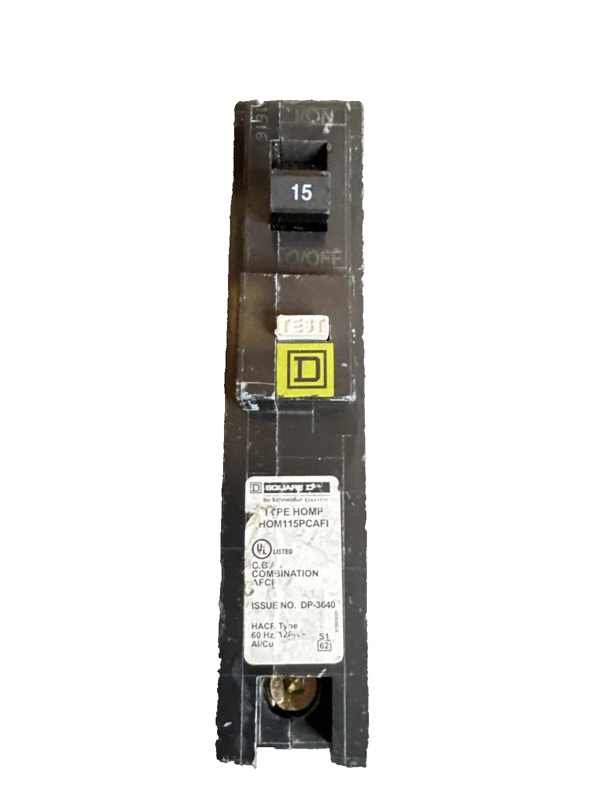 Square D HOM115PCAFI 15A Single-Pole Plug-On Neutral Arc Fault Circuit Breaker
