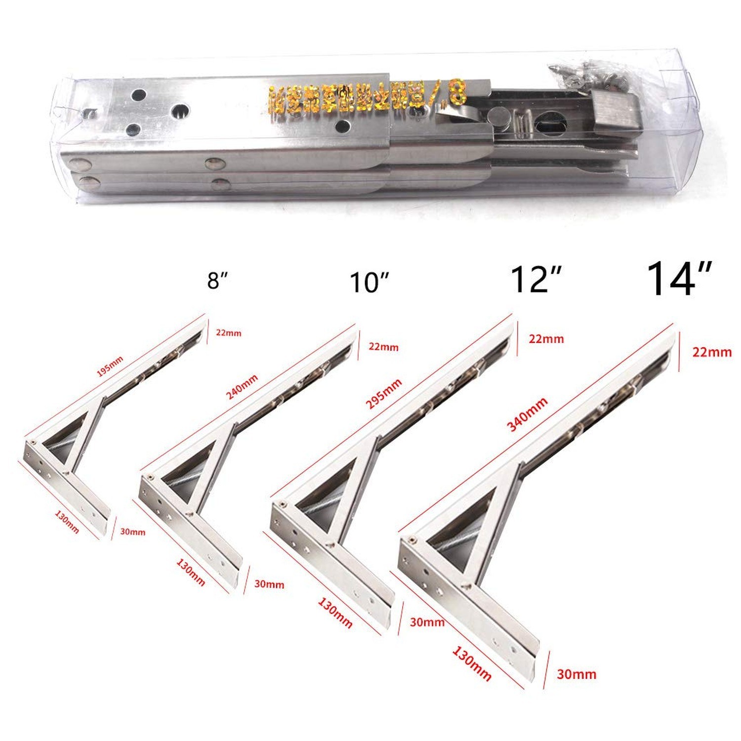 12 Inch Folding Spring Loaded Supports Wall Mount Hanging Shelf Bracket for f…