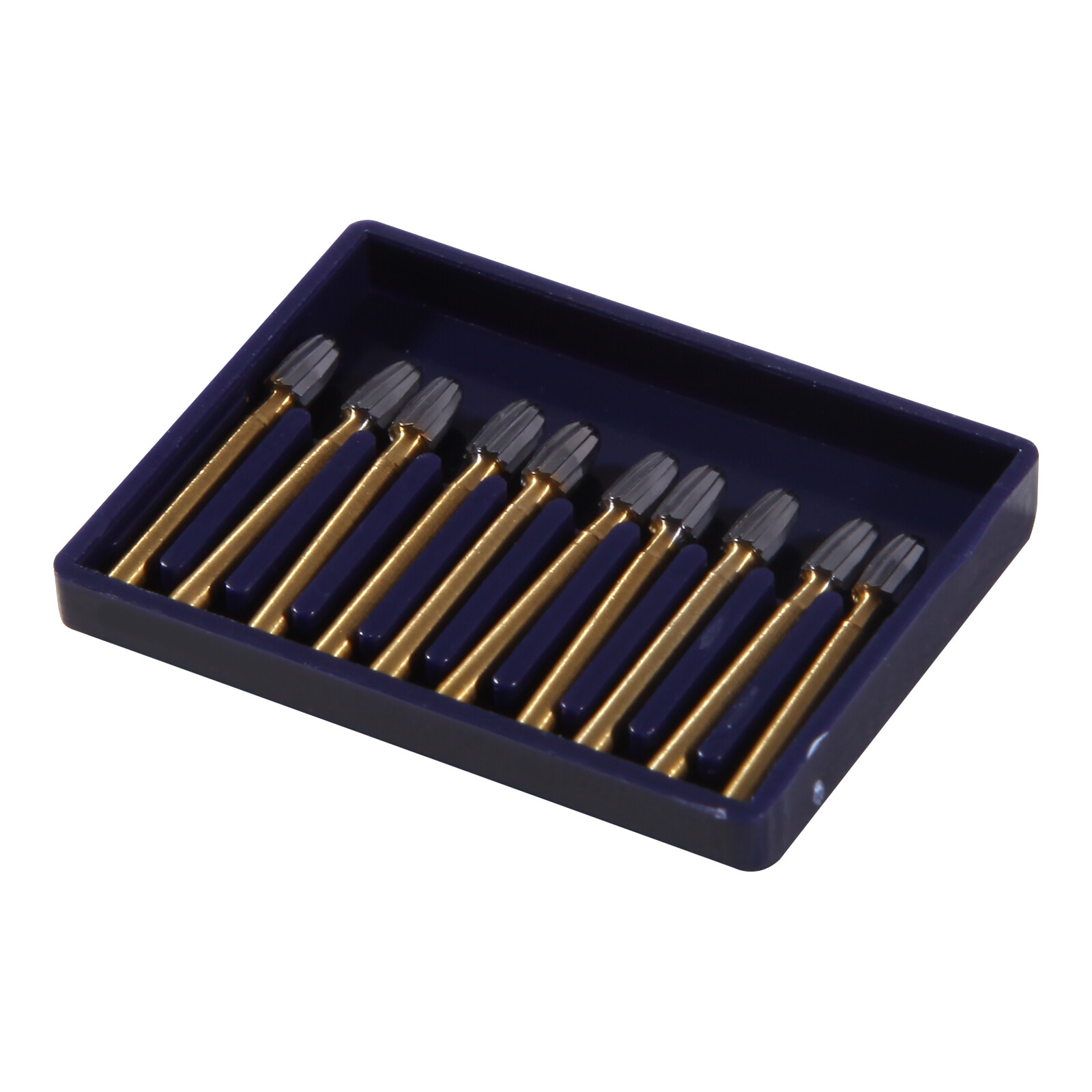 10Pcs Dental Trimming+Finishing Carbide Burs Egg Shape Football Gold FG7408