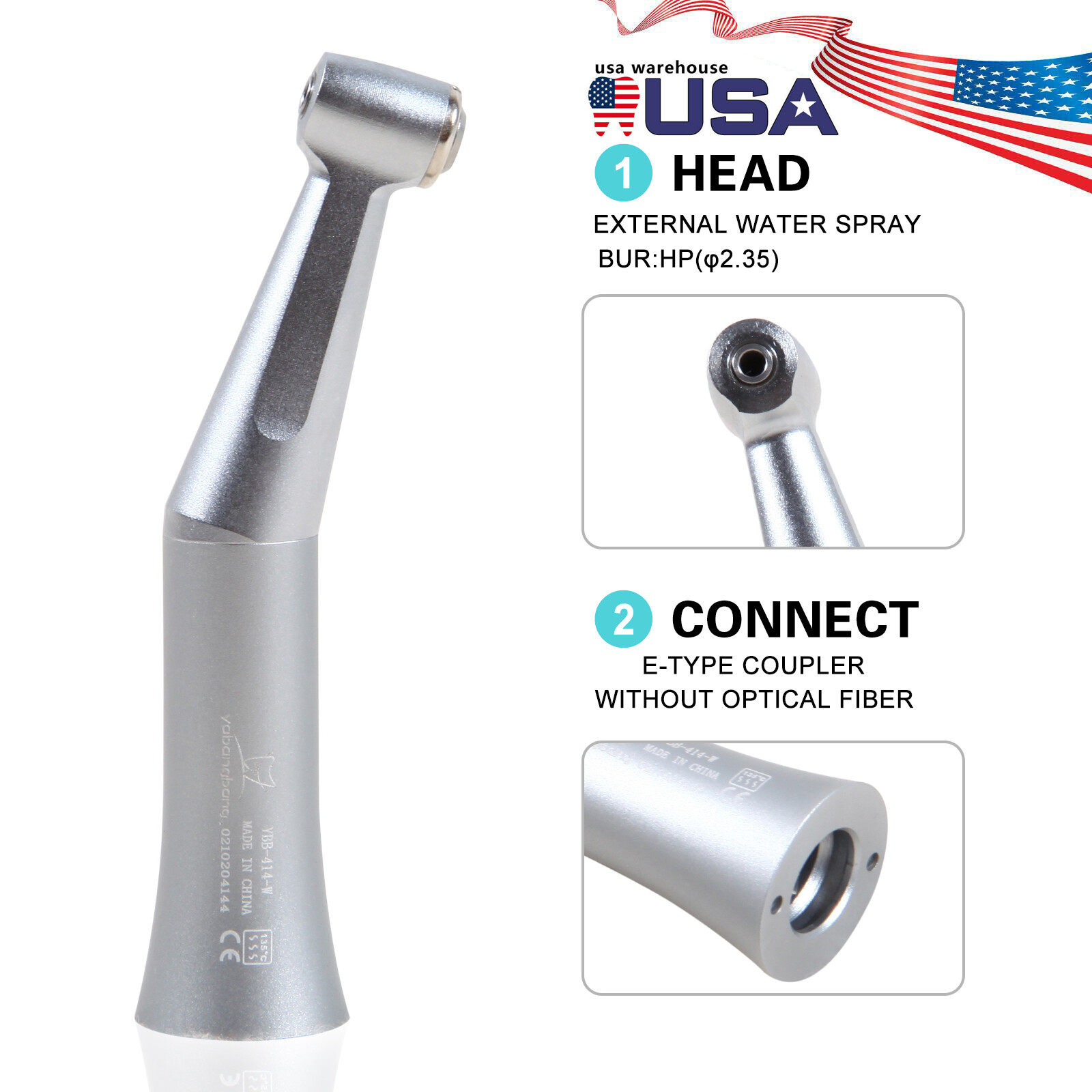 1-5 Dental Low Speed Contra Angle Push button/Latch handpiece Fit NSK E-type Dr