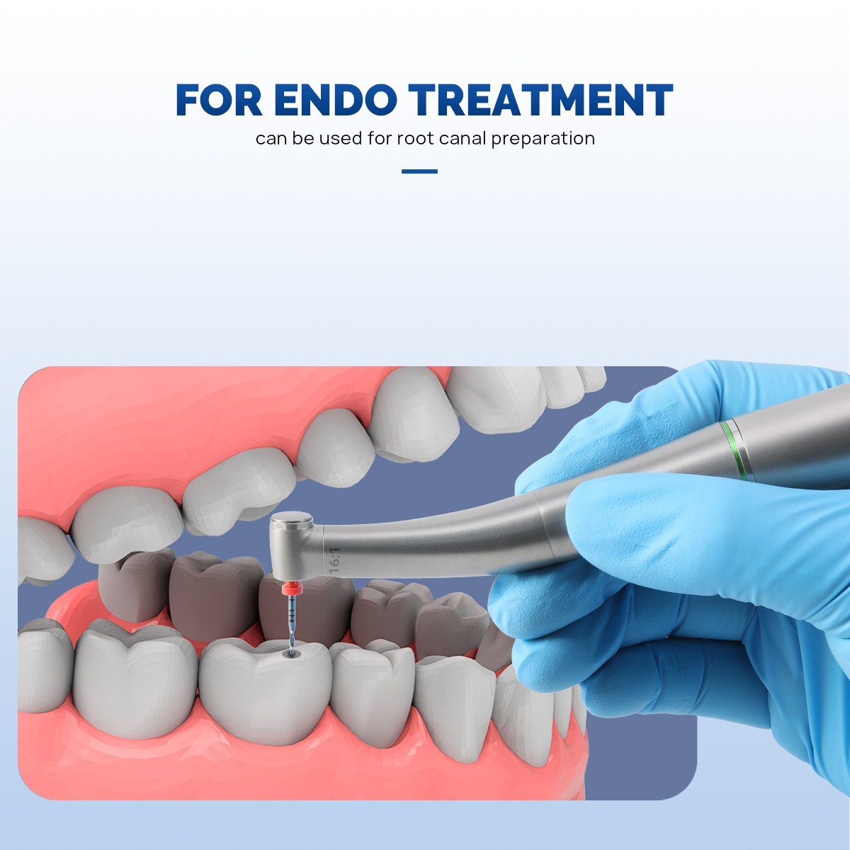 Pieza de mano contrángulo 16:1 de fibra óptica dental canal interno AZDENT