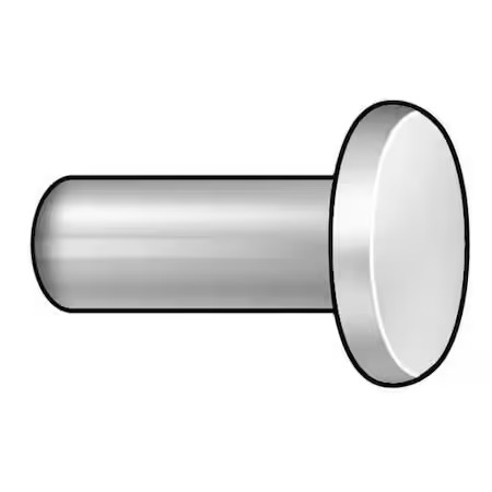 Solid Rivet, Flat Head, 0.375 In Dia., 0.625 In L, Steel Body, 25 Pk, 411210-0