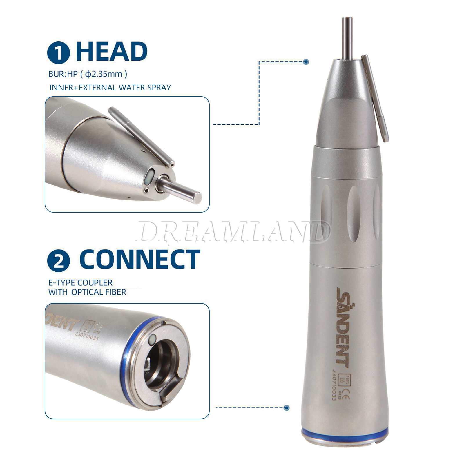 Dental 1:1 Fiber Optic Straight Low Speed Handpiece Surgical External