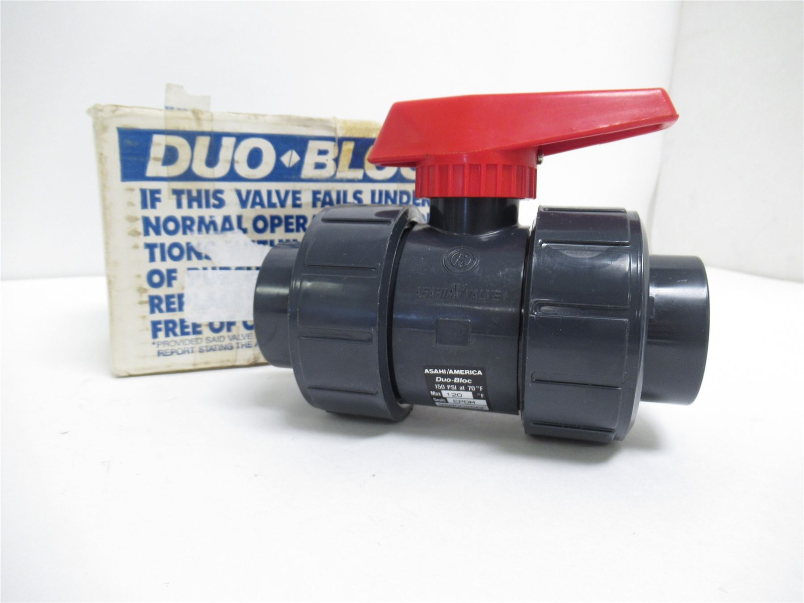 230248 New In Box; Asahi VBB 1-1/4 Inline PVC Ball Valve 1-1/4″NPS Socket only