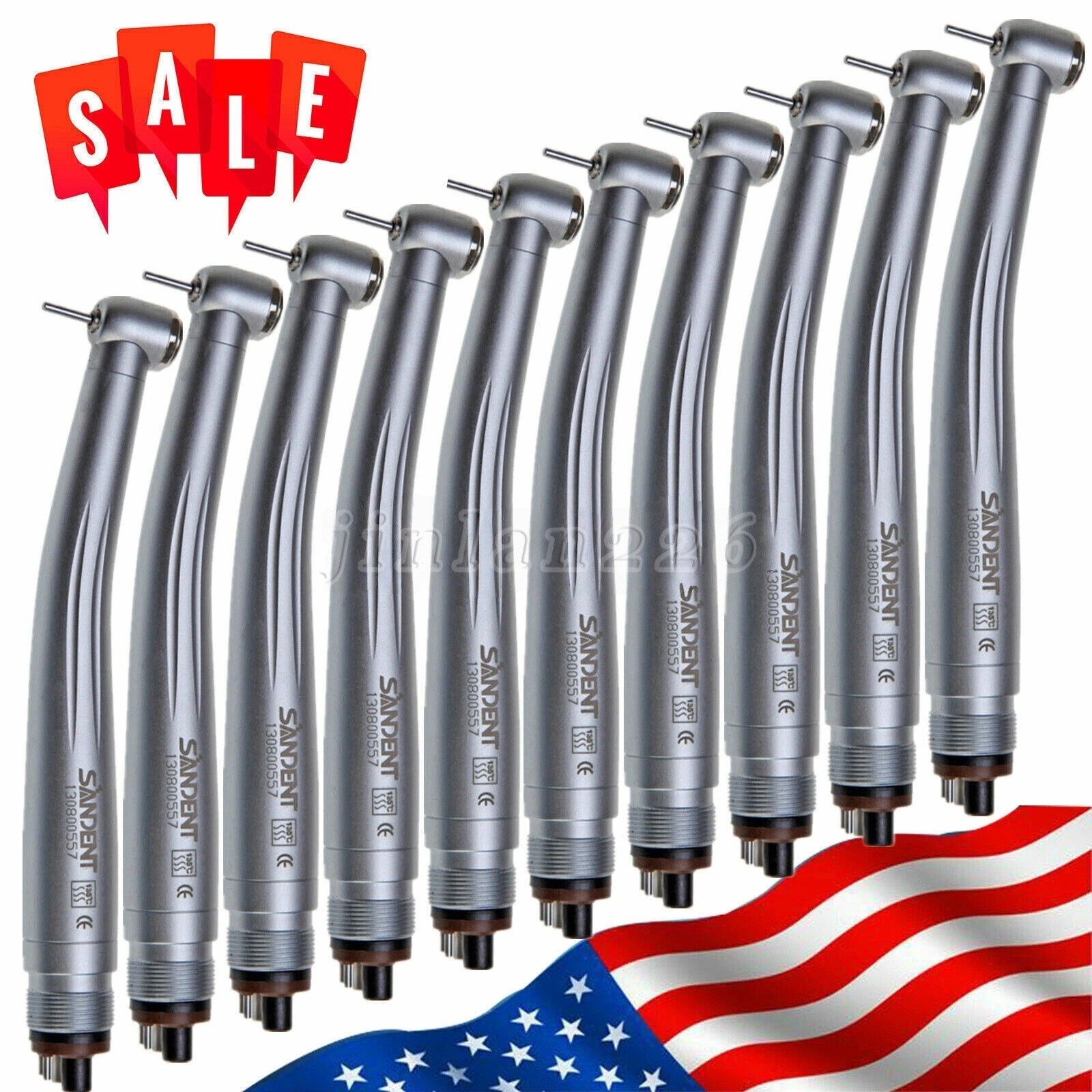 10 X SANDENT NSK PANA MAX Style Dental High Speed Handpiece Push Button 4 Holes