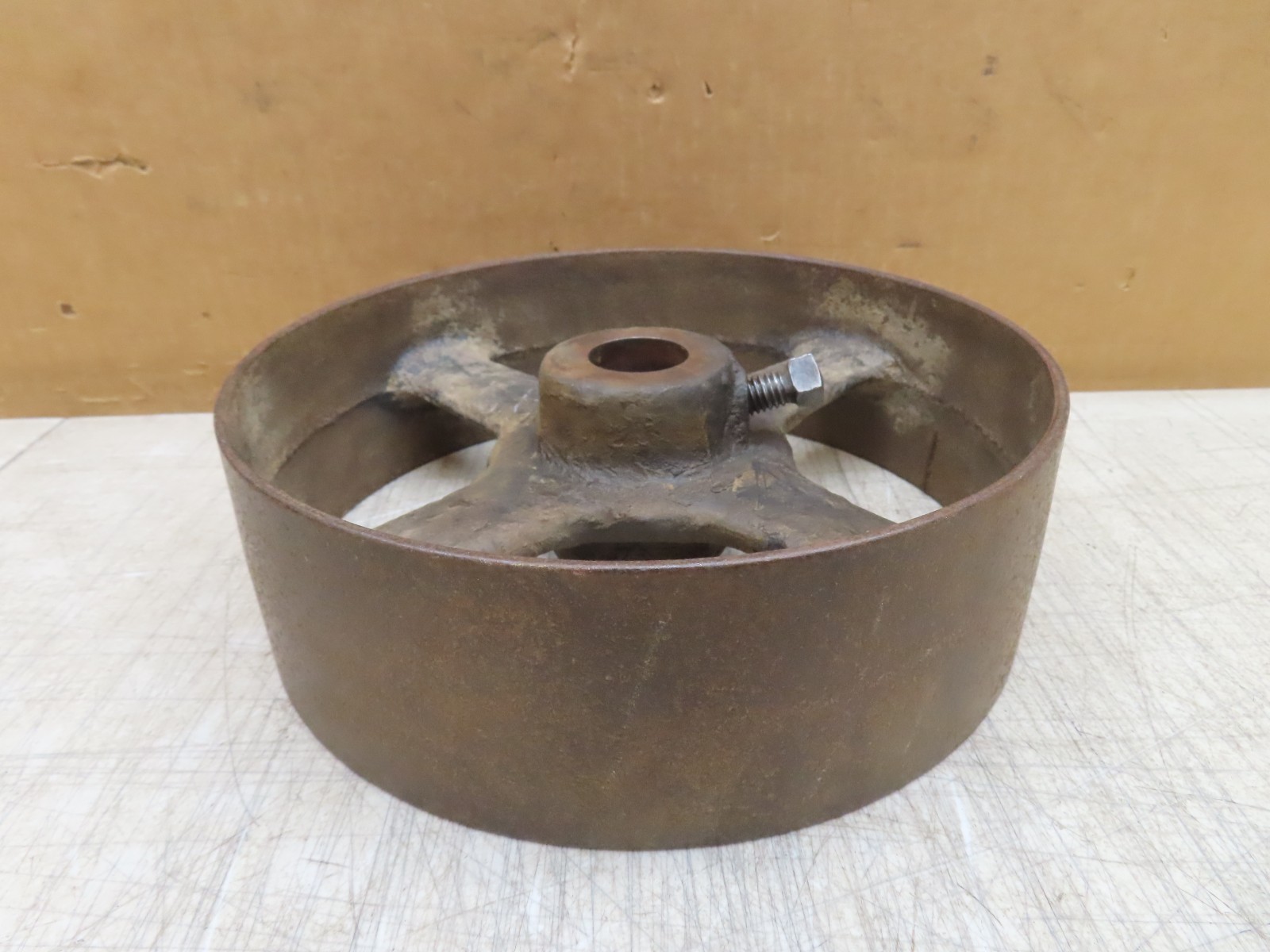 VTG ANTIQUE CAST IRON FLAT BELT PULLEY LINE SHAFT HIT MISS ENGINE 10x3x1-1/4