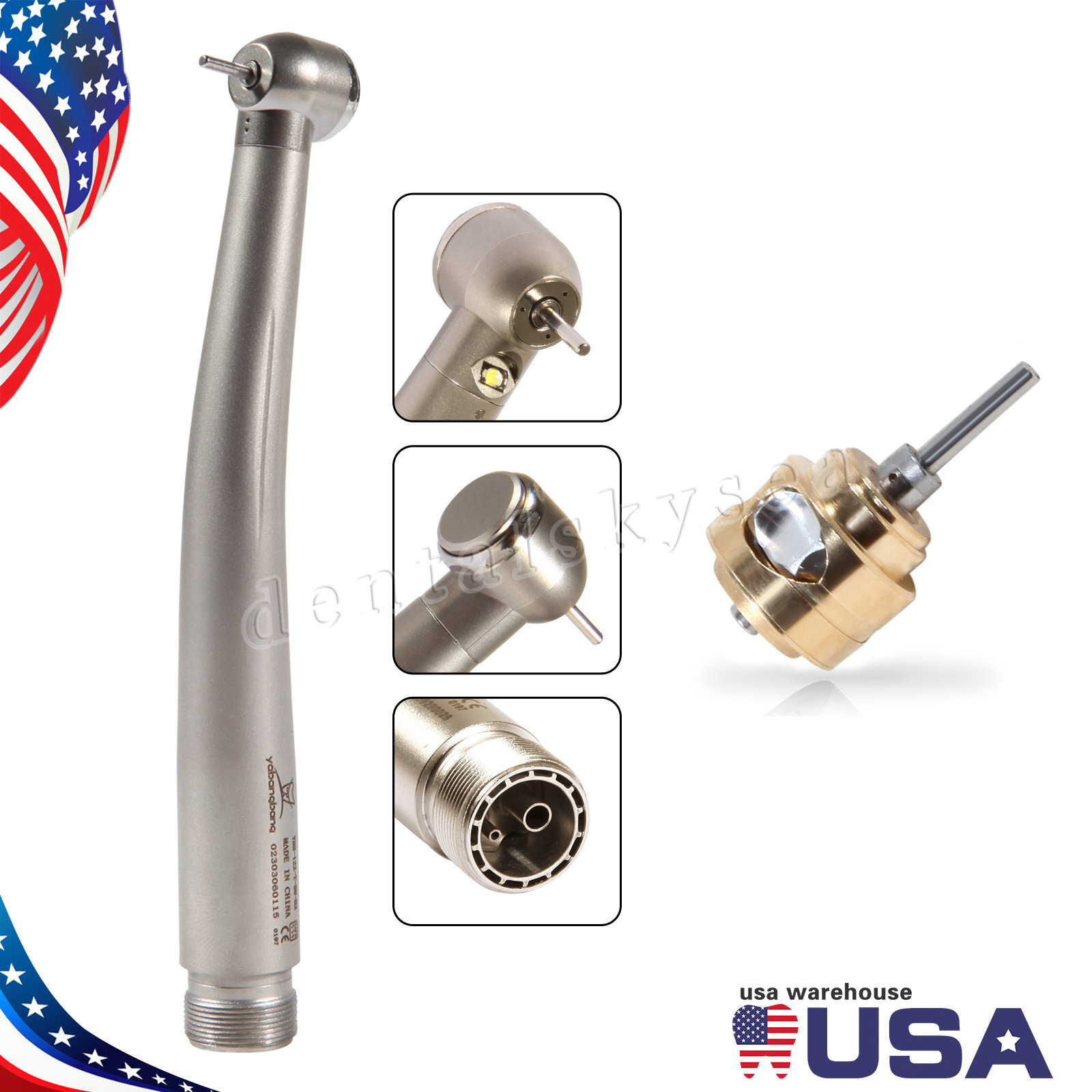Dental Push Fast High Speed LED Handpiece SANDENT Turbine 4/2Hole Air Turbine