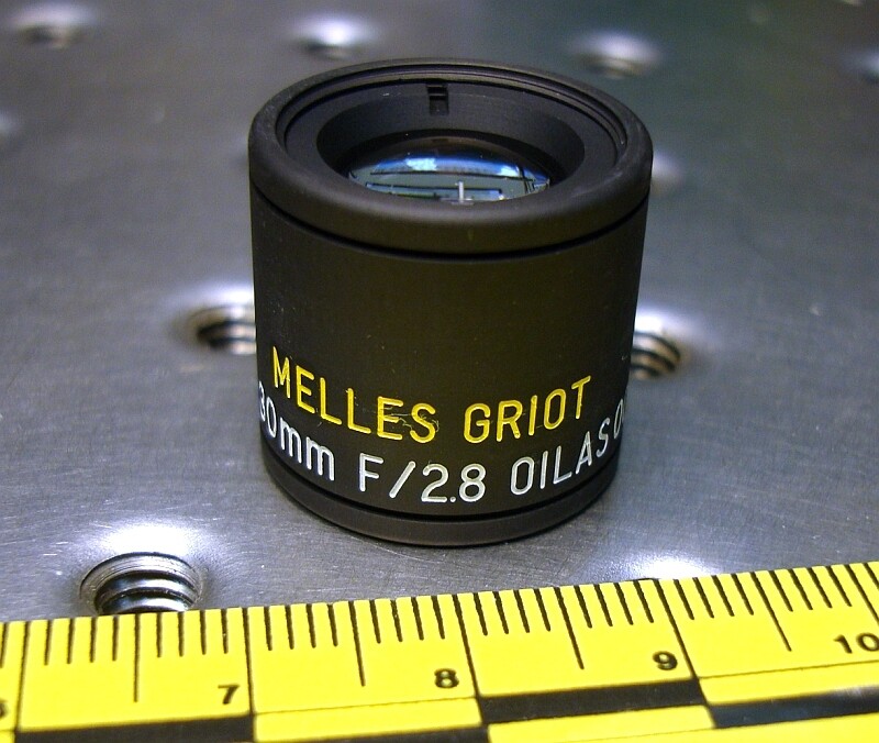 MELLES GRIOT 01LAS001 MOUNTED AIR SPACED TRIPLET LENS FL 30mm F 2.8 NEW IN BOX