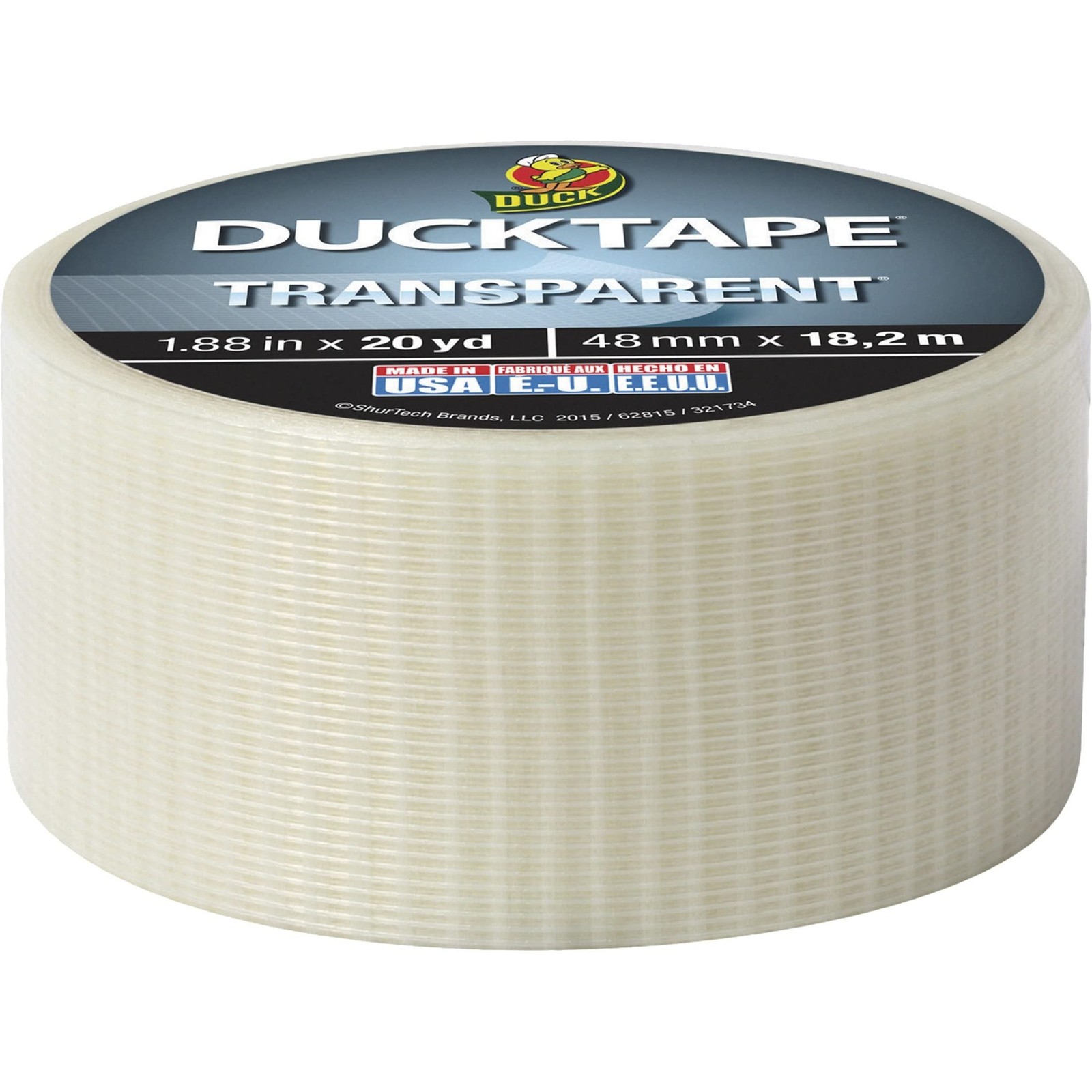 Transparent Duct Tape 1.88 in x 20 yd Easy Tear Clear Adhesive for Repairs