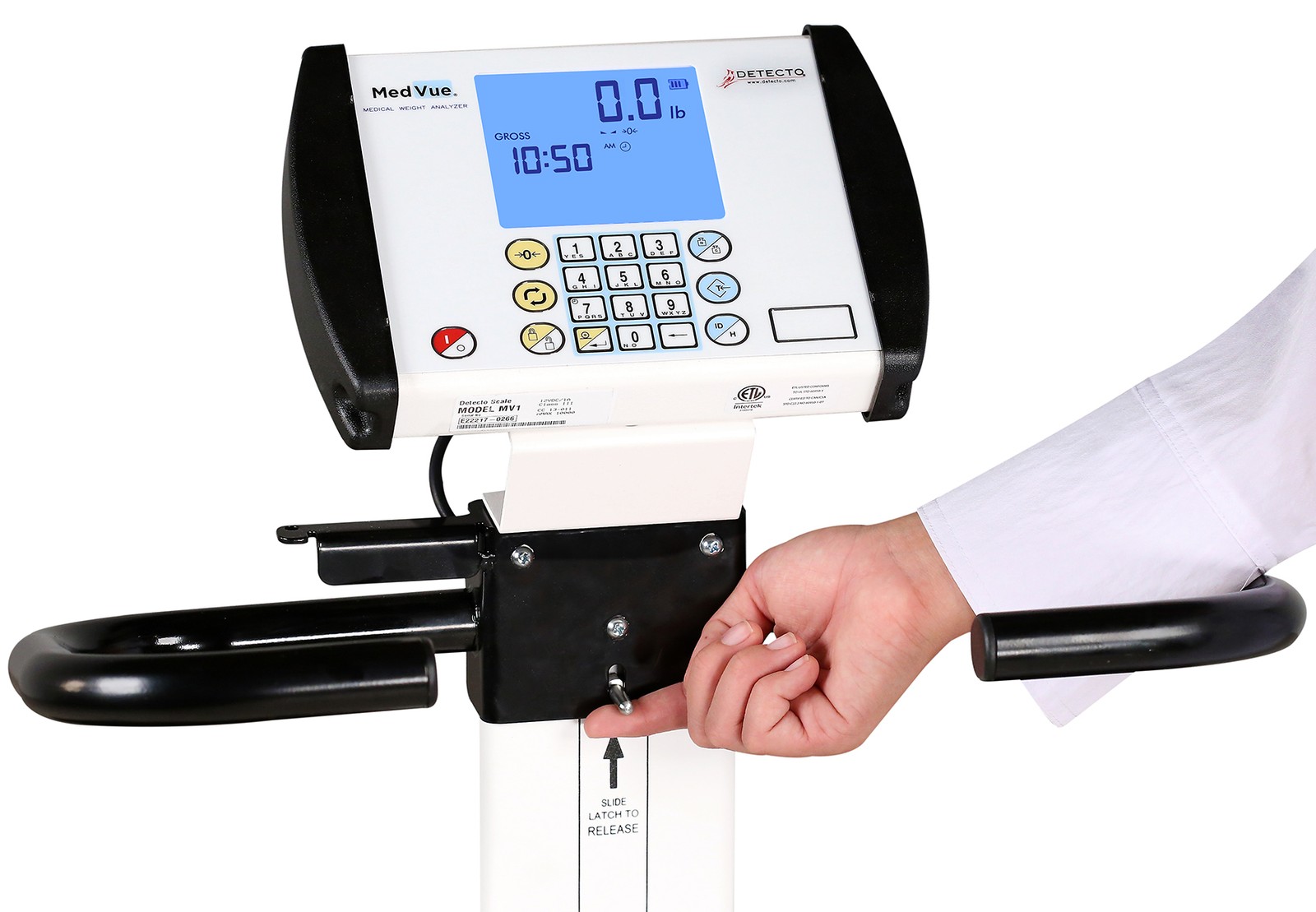 Detecto 6550 Portable Wheelchair Scale 1,000lb x 0.2lb BMI RS232 Wifi AC Adapter