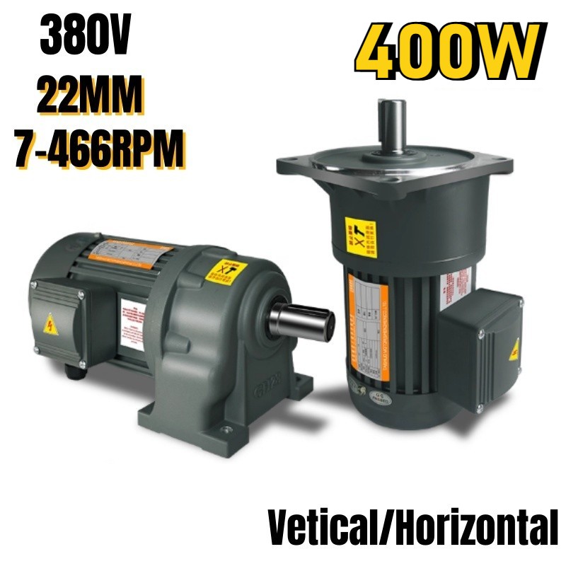 400W Three-Phase CW/CCW Reduction Gear Motor Adjustable Speed 22mm AC 380V New
