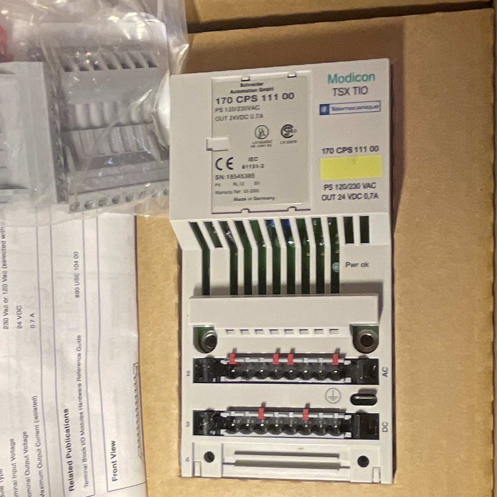 Modicon TSX TIO TSX Platform Power Supply Module 170 CPS 111 00 24VDC 0.7A