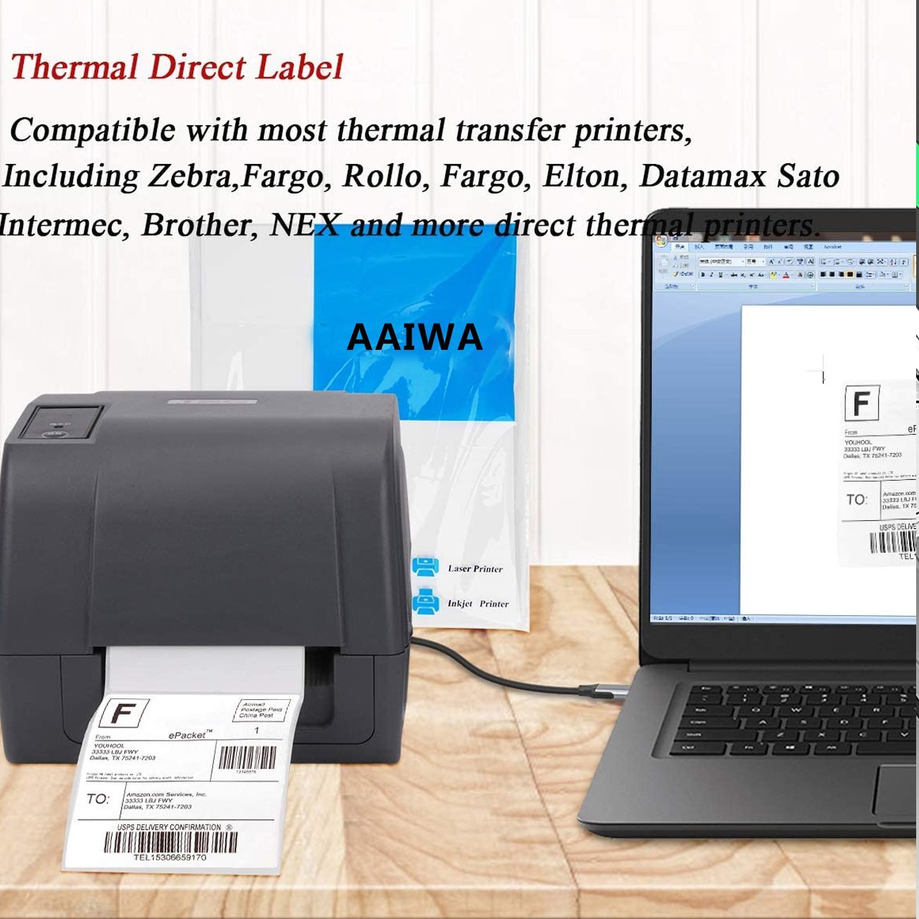 4000 – 4×6 Fanfold Direct Thermal Shipping Labels for Zebra & Rollo Printers US