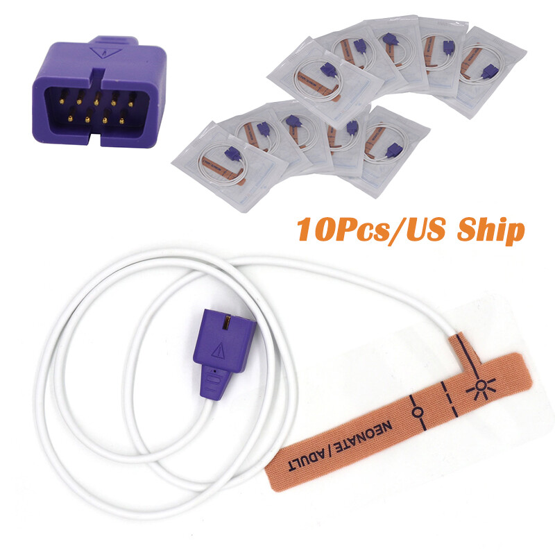 10Pcs 9Pin Disposable Neonate/Adult Oximax SpO2 Sensor Compatible for Nellcor，US