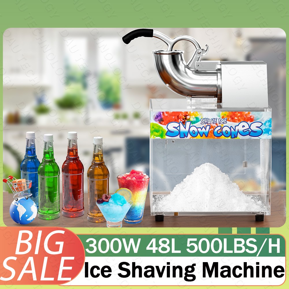 Efficient 48L Commercial Shaved Ice Machine, 500LB/H Electric Snow Cone Machine