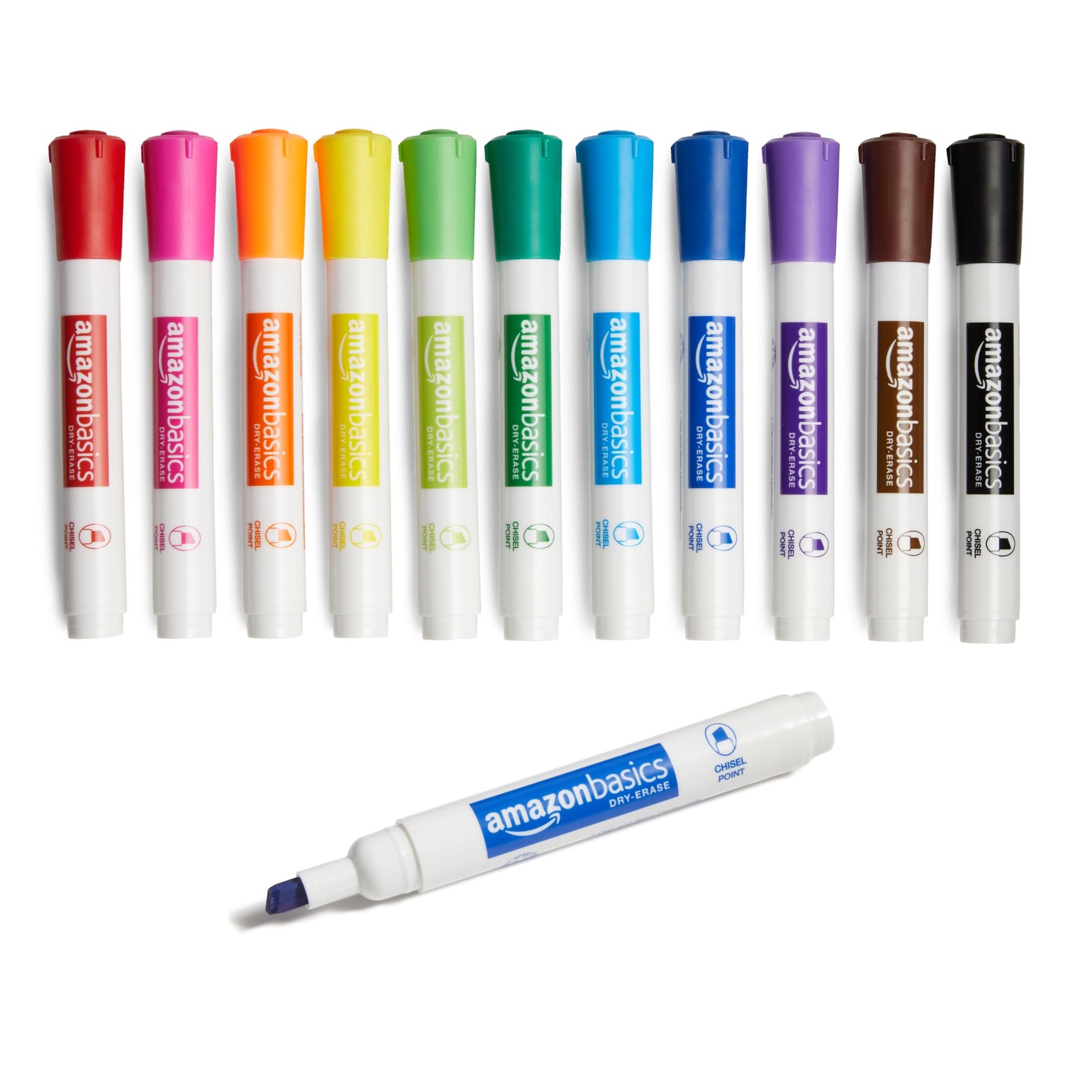 Amazon Basics Dry Erase Whiteboard Markers Chisel Tip Low Odor Assorted Colors
