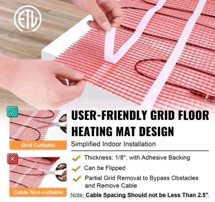 VEVOR Floor Heating Mat 100 Sq. ft Electric Radiant In-Floor Heated Warm **Read*