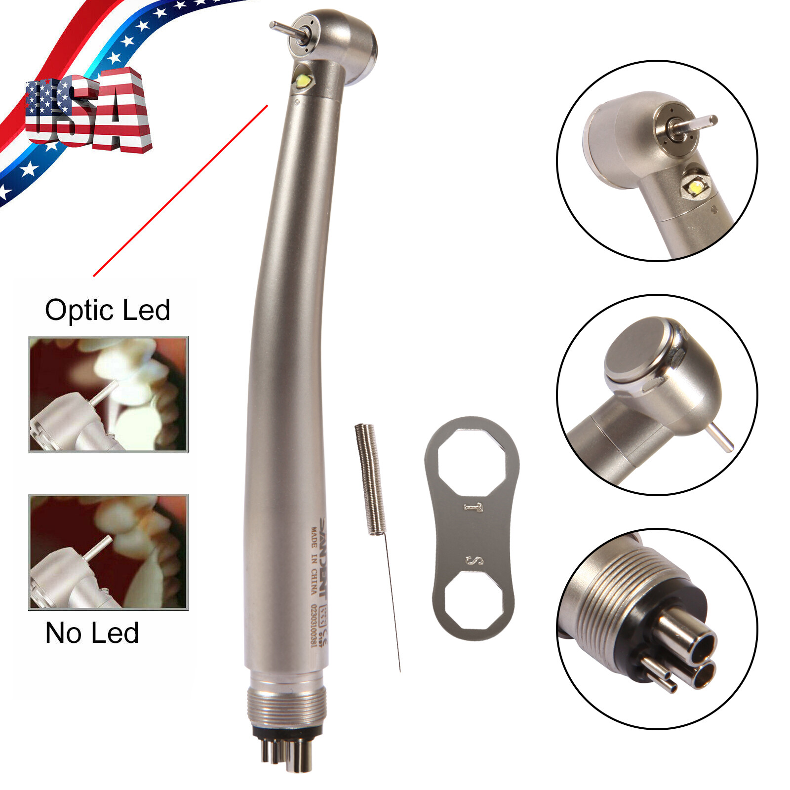2/4H Pana Max2 LED Dental High Speed Handpiece Push Button Air Turbine 3-Spray