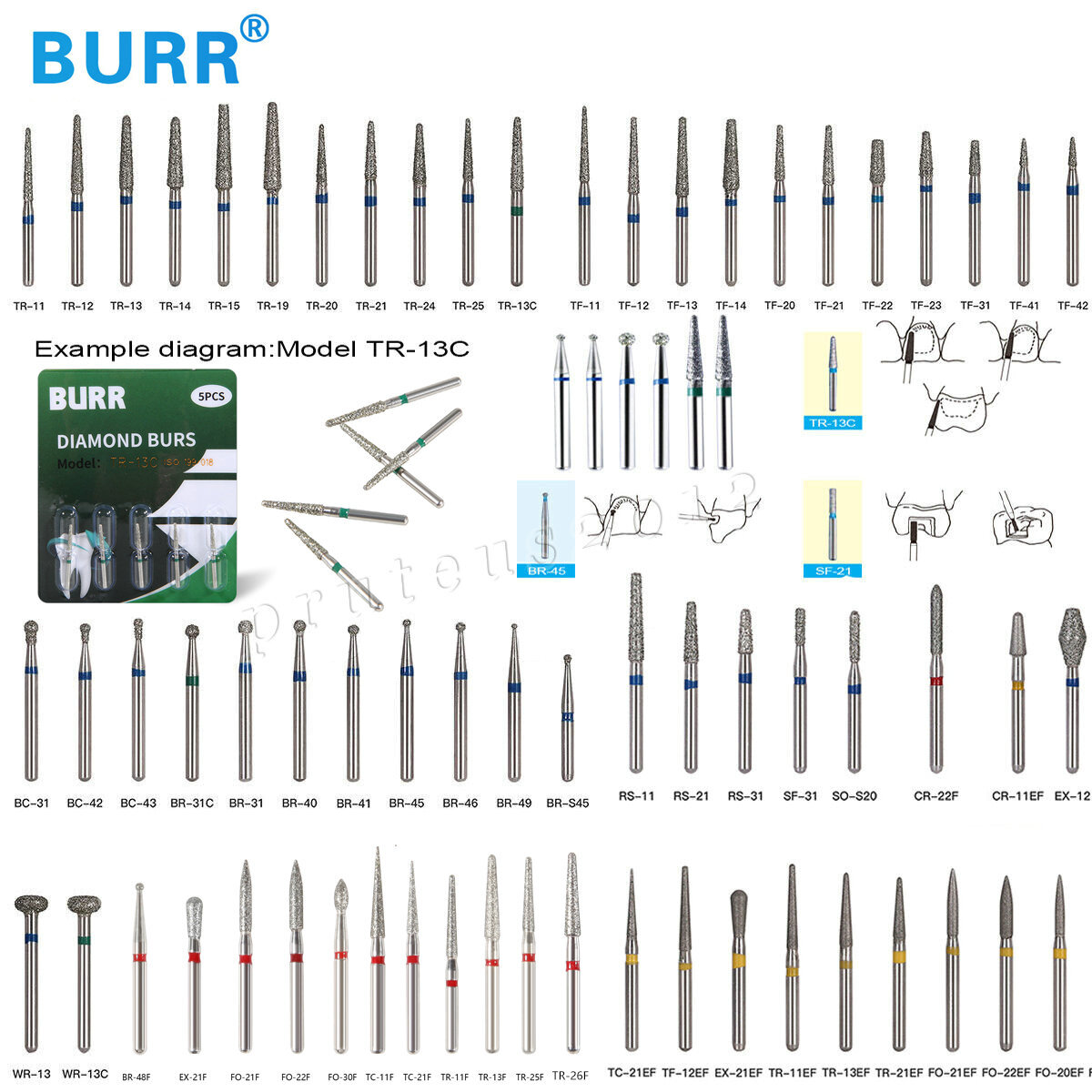 50 pcs Dental Diamond Ball Round burs Medium FG 1.6mm for High Speed Handpiece