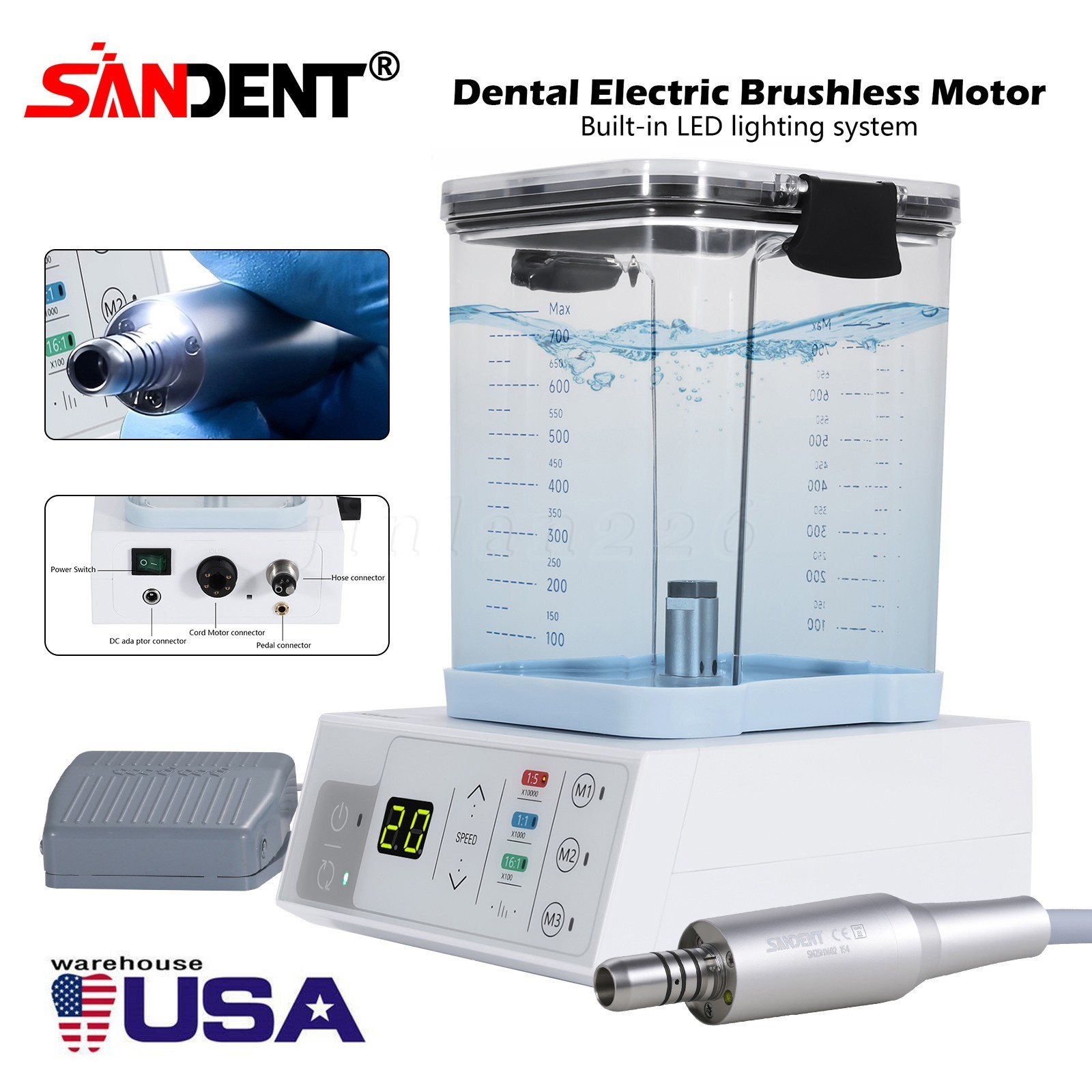 Dental Brushless LED Electric Micro Motor/1:4.2 Increasing Handpiece Inner Spray