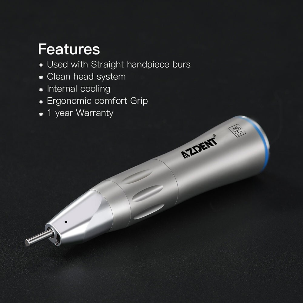 AZDENT Dental Optic Fiber LED Low Speed Handpiece 1:1 Straight Inner Water Spray