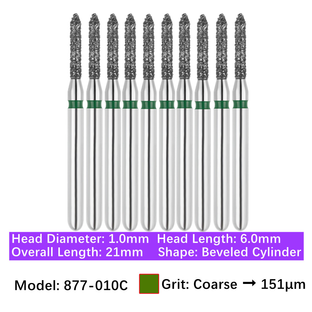 10pc Dental FG Diamond Burs Bevel Cylinder & Gingival Curetage Polishing Burs