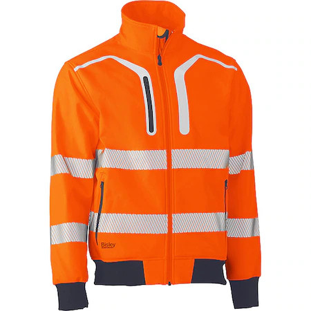 Bisley 333M6979t-Or/Xl Hi-Vis Softshell Jacket, Polyester, Class 3 R, Hi-Vis