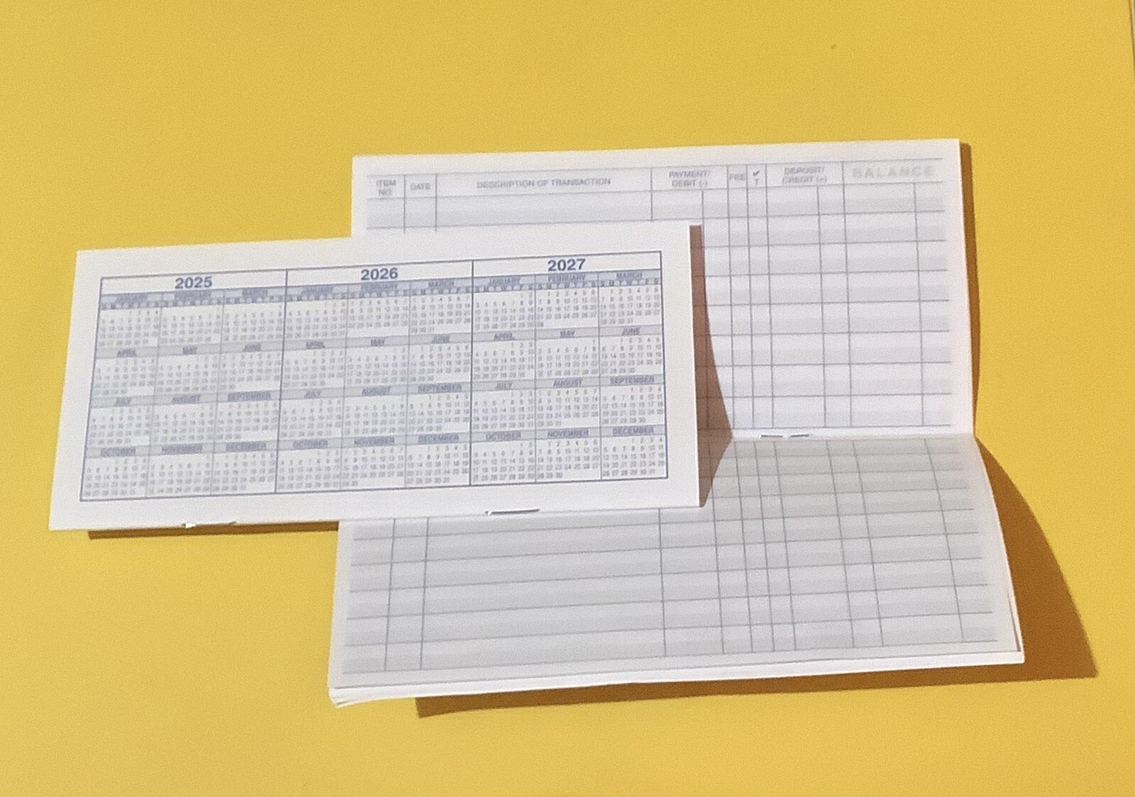 “2025” 1 CHECKBOOK TRANSACTION REGISTER CALENDAR 2025 2026 2027 CHECK BOOK REG.