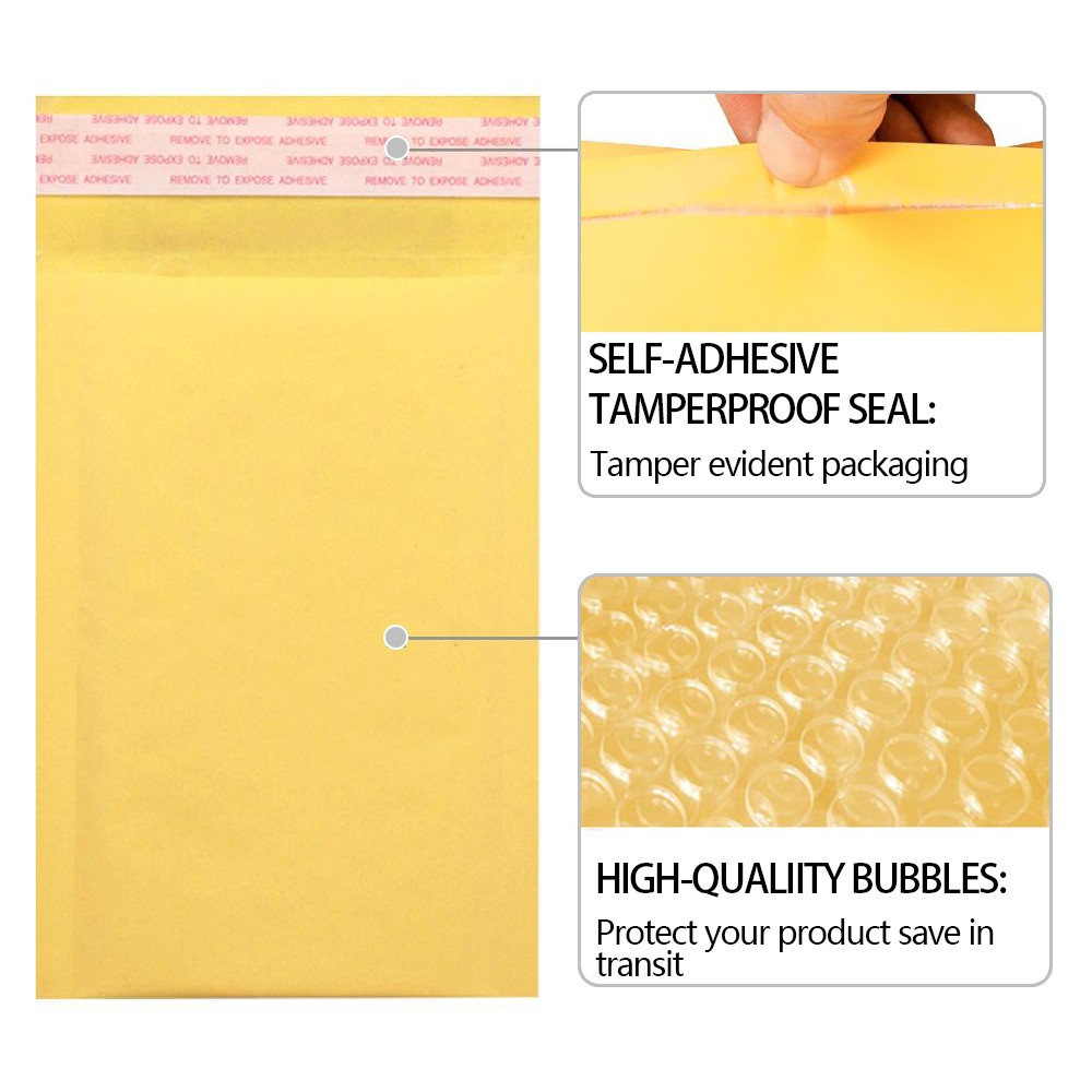 All Sizes Kraft Bubble Mailers Self-Seal Padded Shipping Envelopes 25/50/100Pack