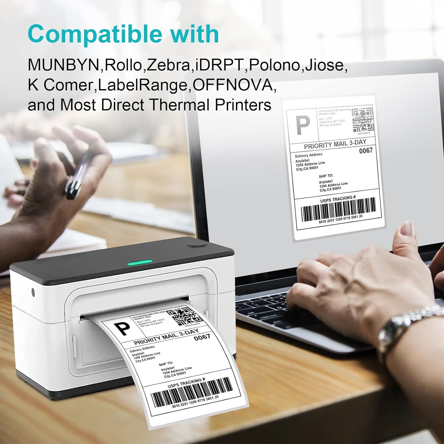 Fanfold 4″ x 6″ Direct Thermal Labels Perforated for Zebra Rollo MUNBYN Printers
