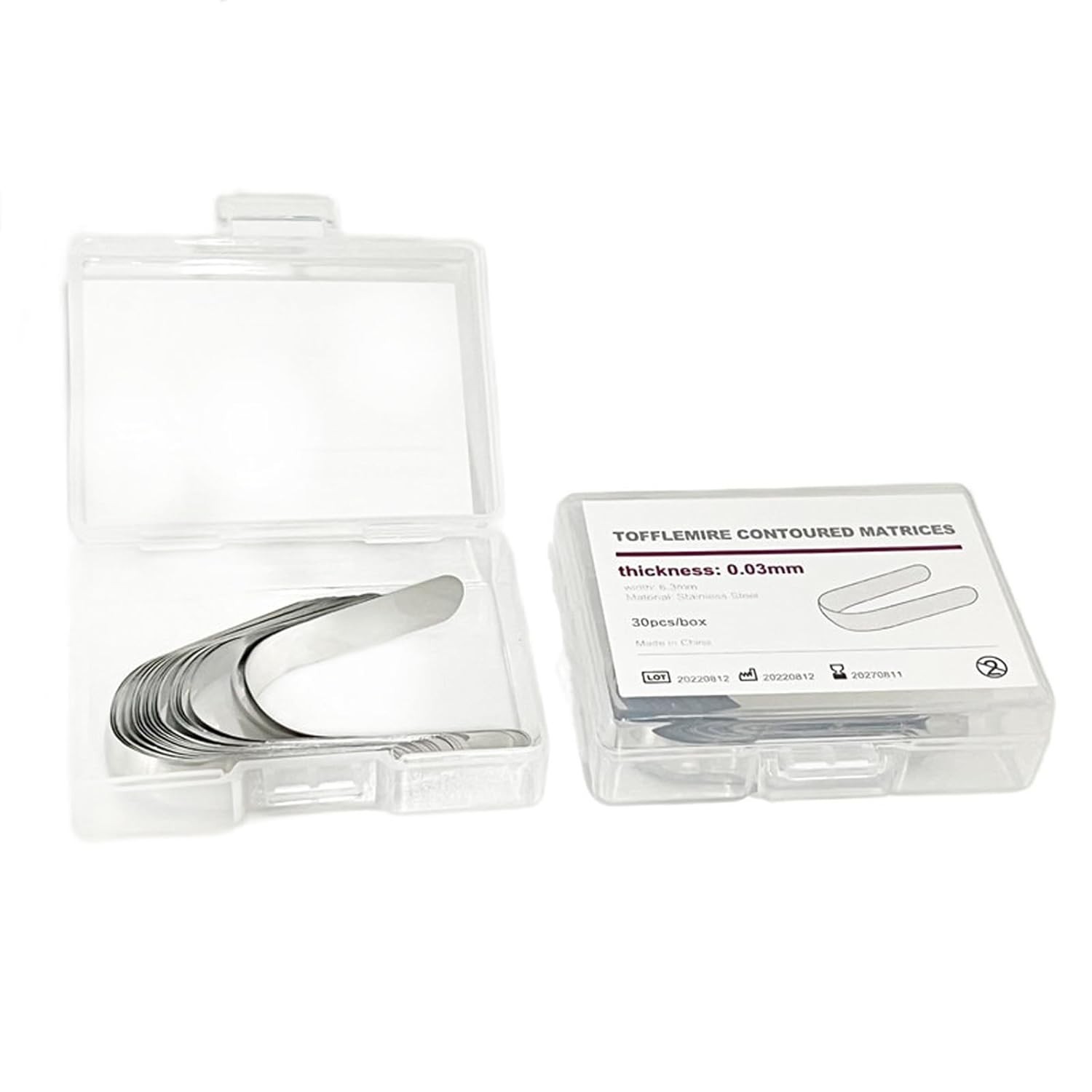 30pcs Dental Tofflemire Contoured Matrices Bands Stainless Premolar Matrix Bands