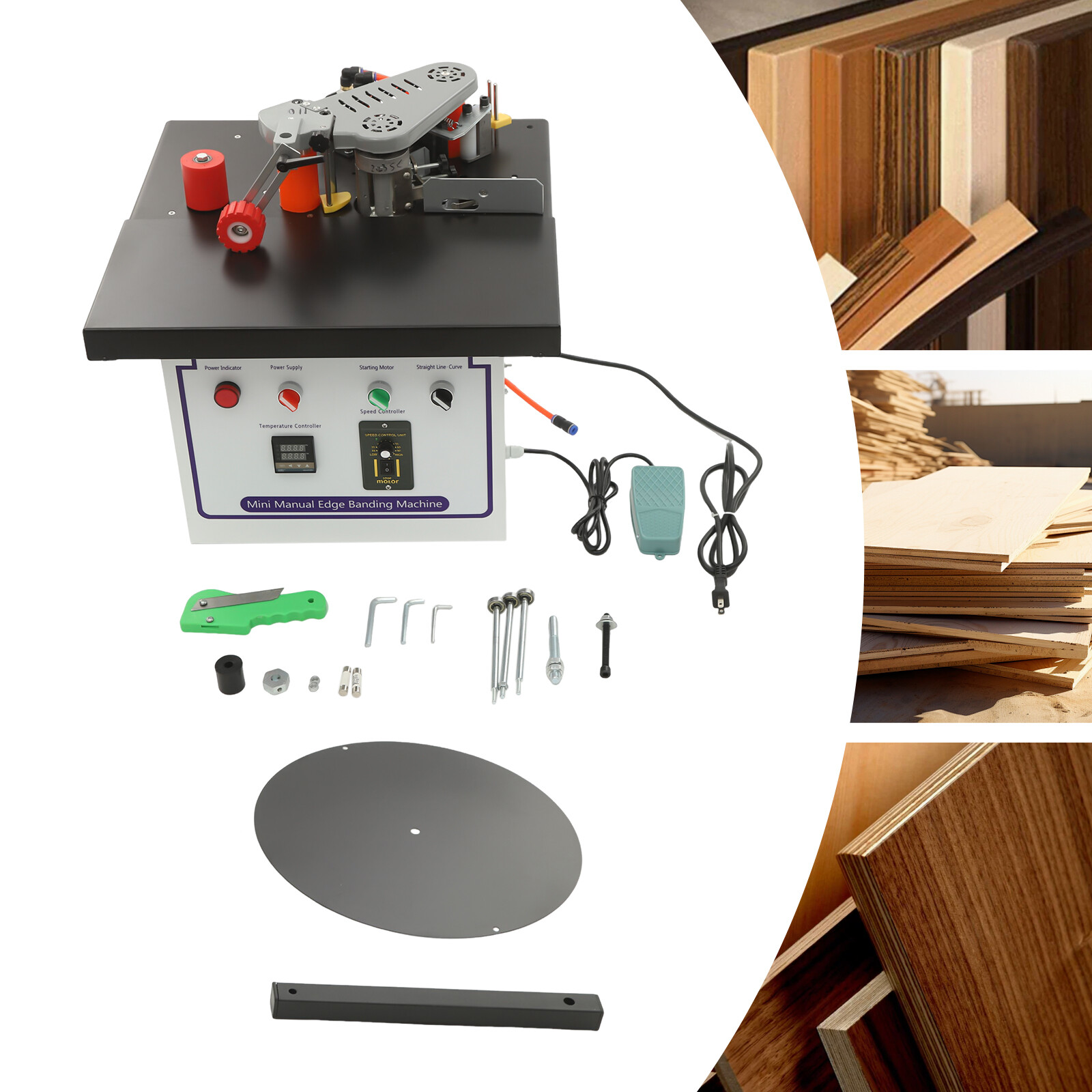 1200W Portable Edge Bander Machine Double Side Gluing Wood Banding Machine 110V